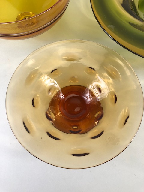 Art Studio glass, Three amber glass bowls all with ground bases one with a signature - Image 3 of 12