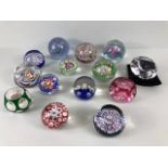 Vintage glass, collection of glass paper weights in varying designs several faceted and