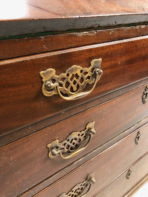 Antique Furniture, 19th Century Mahogany Bureau on bracket feet, run of four drawers with sloped - Image 3 of 5