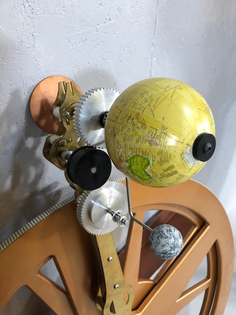 Decorators / Shop display interest, two oversized wheel cogs of composite board with a planetarium - Image 2 of 9