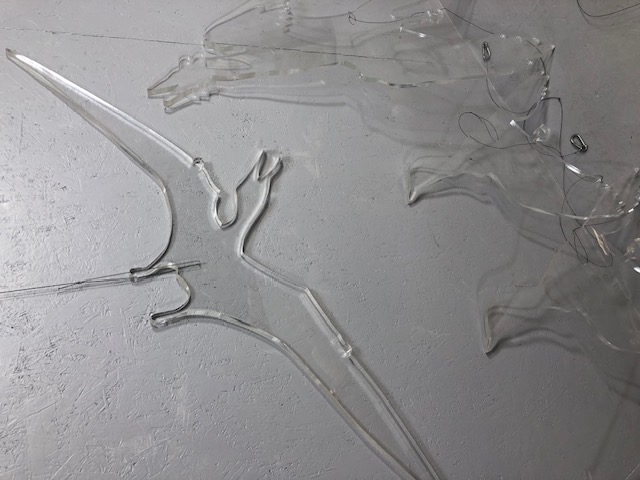 Shop or decorators display items, a quantity of oversized clear perspex bird and flying Jurassic - Image 3 of 5