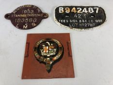 Railway Interest. Two cast Iron Railway plaques, LMS 1953 Standard D462TONS register, 1956 B942487