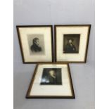 Pictures, Three seal stamped and signed early 20th century Mezzotints, being self Portraits of