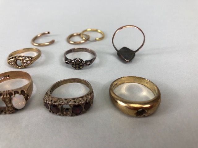 Scrap 9ct gold, selection of ring settings and earrings approximately 32.1g plus one 9.25 silver and - Image 3 of 5