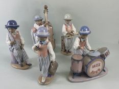 Lladro, collection of china figures from the Jazz collection, 058833, Jaz Sax, 010.05832, Jazz Horn,