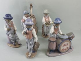 Lladro, collection of china figures from the Jazz collection, 058833, Jaz Sax, 010.05832, Jazz Horn,