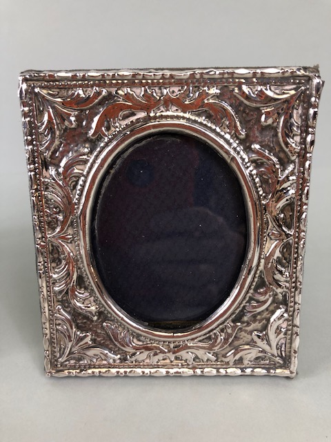 Silver hallmarked photo frames, one round of art nouveau design 14cm across, (picture 10cm), one - Image 2 of 10
