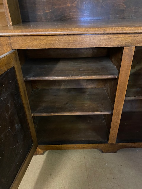Arts and Crafts oak dresser with shelves above and two cupboards under by maker Curtiss & Sons, - Image 7 of 8