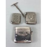 Silver, three silver English hallmarked vesta cases approximately 68.5 g