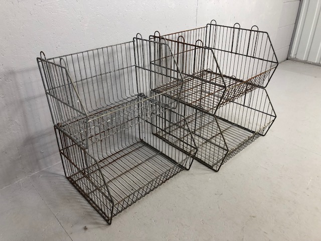 Urban industrial decorative items, four galvanised steal basket dump bins, each of varying depth all - Image 2 of 3