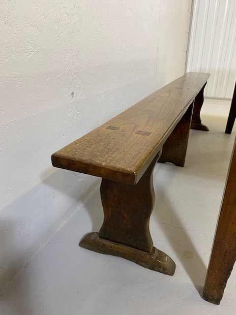 Early 19th century French Farmhouse Table of Three plank construction with Breadboard ends in Cherry - Image 8 of 19
