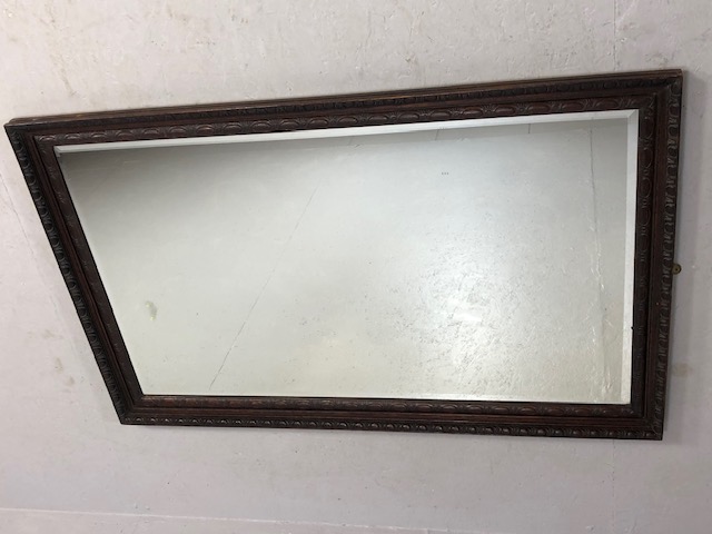 Large wooden carved framed bevel edge mirror approx 78 x 125cm