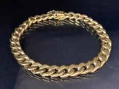 9ct yellow gold rolled curb chain bracelet approximately 24cm in length and 20.7g