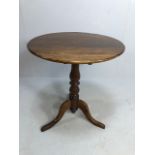 Antique furniture, 19th century tilt top tea table on tripod legs approximately 67cm across