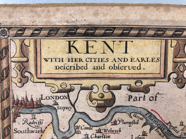 Antique Map of Kent by the famous Cartographer John Speed, unframed approximately 53 x 40cm - Image 5 of 10