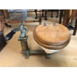 Vintage Blake Victory Marine boat toilet, ceramic basin brass hand pump wooden seat, not tested been