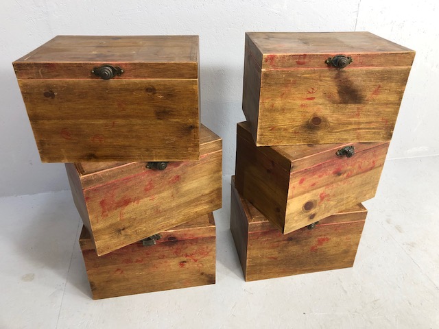 Retail or interior display interest, six wooden chests, from a museum display each approximately - Image 7 of 7