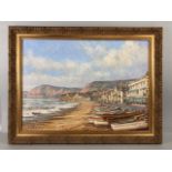 Contemporary framed painting on board by local Devon artist Sandy Macfadyen, depicting Sidmouth