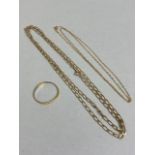 9ct gold flat trace chain approximately 4.5g (24inch), a 9ct trace or stock chain, and a platinum