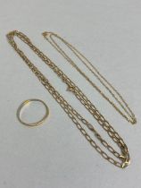 9ct gold flat trace chain approximately 4.5g (24inch), a 9ct trace or stock chain, and a platinum