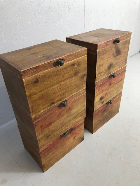 Retail or interior display interest, six wooden chests, from a museum display each approximately - Image 2 of 7