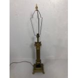 Vintage Lighting, lamp base of a classical Corinthian column design, in gilded brass and marble on a