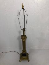 Vintage Lighting, lamp base of a classical Corinthian column design, in gilded brass and marble on a