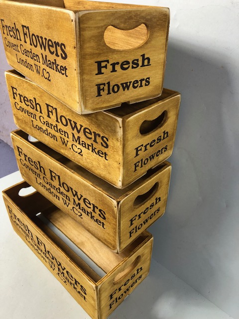 Four wooden window ledge flower boxes each approximately 28 x 13 x10 cm - Image 3 of 5