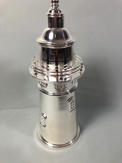 Light House shaped polished metal cocktail shaker approximately 34cm high - Image 2 of 6