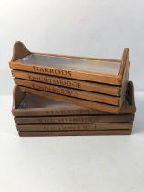 Pair of wooden Harrods style window ledge planter or pot holders each approximately 35 x 12 x 15cm
