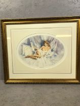 Gordon King signed limited edition print Cat evening 411 of 850 framed and glazed approximately 79 x