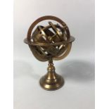 Brass table top astrological sun dial Globe approximately 19cm high