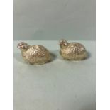 Pair of silver finish metal Partridge chick salt and peppers