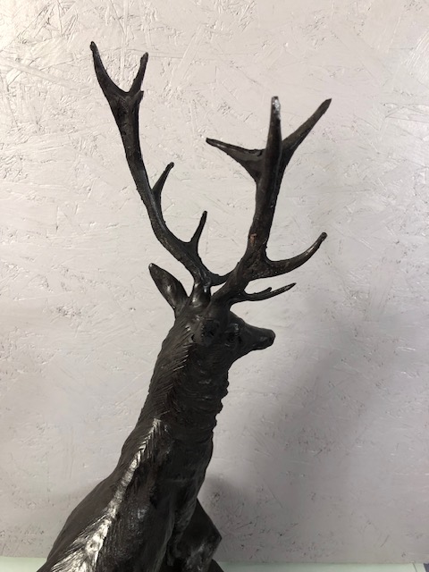 Large bronze stag on marble base matches previous lot but facing Left , approximately 73cm high - Image 5 of 10