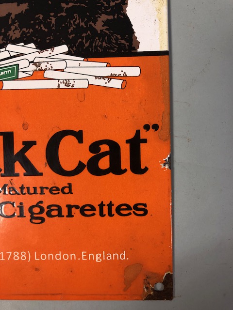 Metal and enamel advertising sign for Black Cat Cigarettes approximately 20 x 30 cm - Image 9 of 11