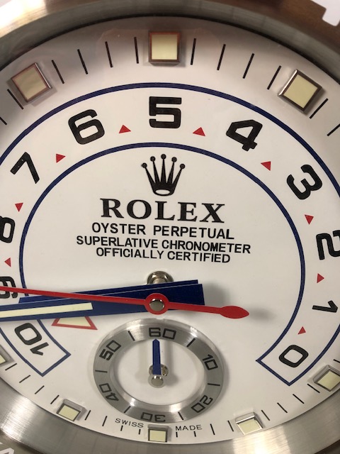 Rolex dealership style wall clock for Yacht Master watch approximately 34cm across - Image 2 of 4