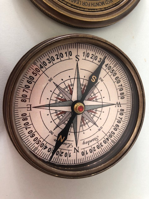 Two larger pocket style compasses one of sundial design the other of calendar design - Image 3 of 6