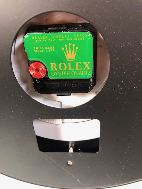 Rolex style dealership wall clock GMT Master approximately 34cm across battery movement - Image 3 of 5