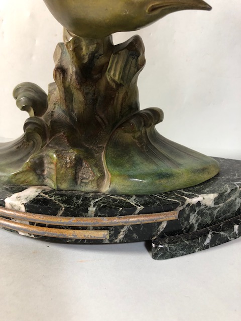 Continental art Deco mantel figure of a flying bird on marble base approximately 42 x 39 cm - Image 3 of 10