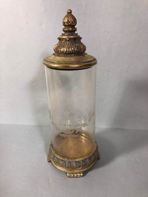 Storm lantern style display jar of Regency design with resin base and lid approximately 40cm high