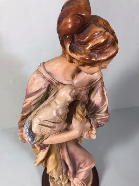 Pottery figure in classical style of a woman with a lamb, moulded base ( several chips and knocks - Image 2 of 10