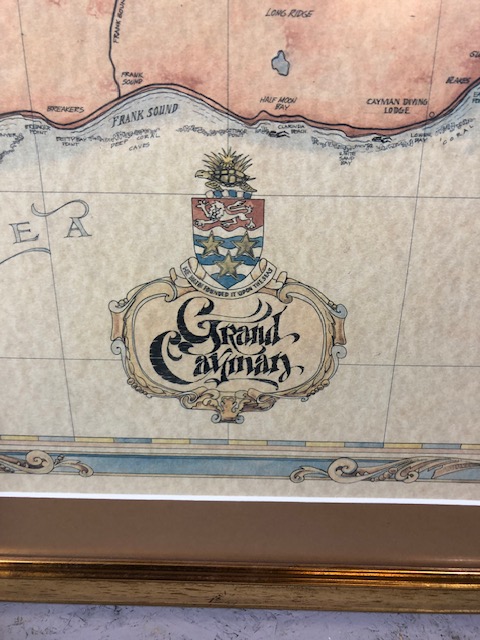 Modern Reproduction of an antique map of the Cayman Islands. framed and glazed approximately 87 x - Image 2 of 6