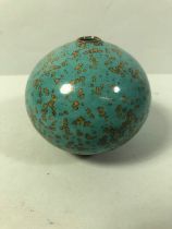 Chinese ceramic round water splash vase with gilt decoration approximately 10cm high