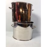Pair of metal Alfred Gratien wine coolers each approximately 17cm high x 14 cm wide
