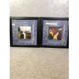 Pair of modern framed prints, showing sections of paintings by Joseph Stella (Nocturne) each