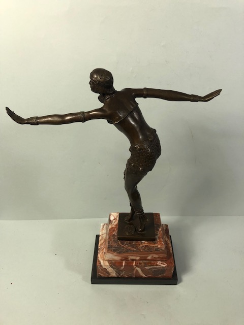 Art Deco style bronze figure of a dancing woman on a marble base approximately 46cm high - Bild 6 aus 6