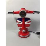 Vespa table lamp in the shape of a scooter front approximately 34cm high