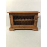Wooden egg box or cupboard with wire mesh front approximately 38 x 12 x 25 cm