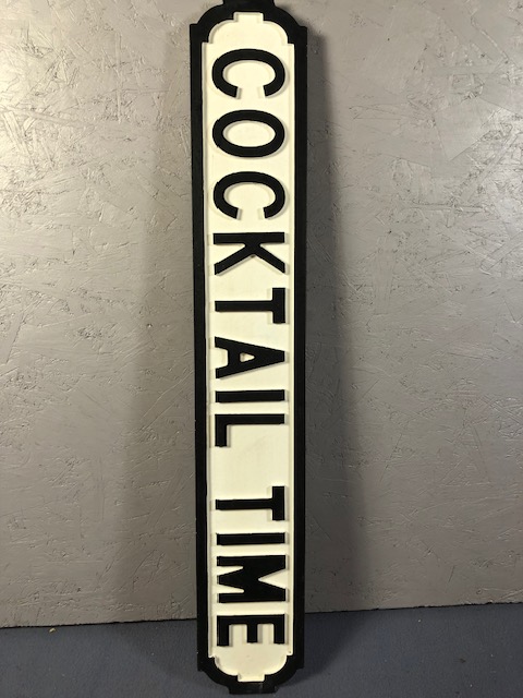 Wooden sign COCKTAIL TIME approximately 84cm long
