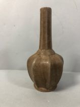 Chinese ceramic vase of fluted design, kiln marks to base approximately 21cm high